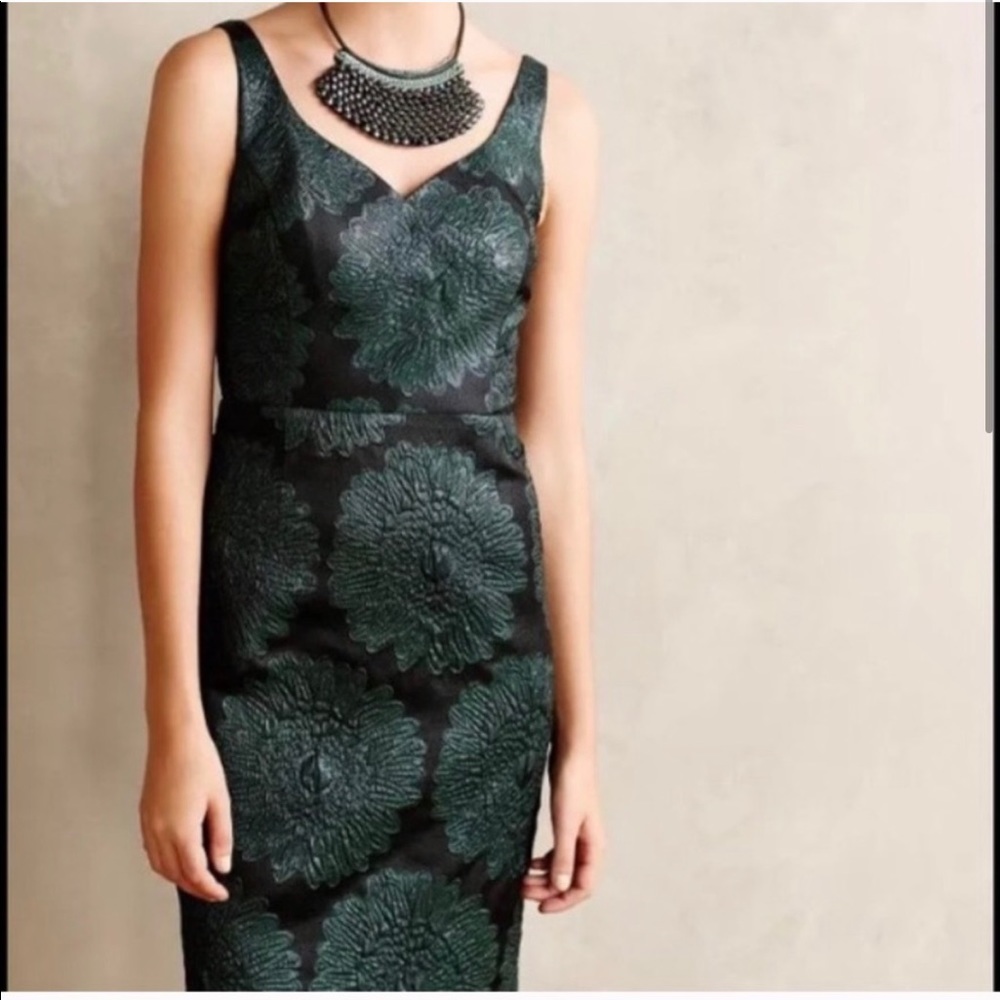 Leifsdottir Anthropologie Green Sheath Dress